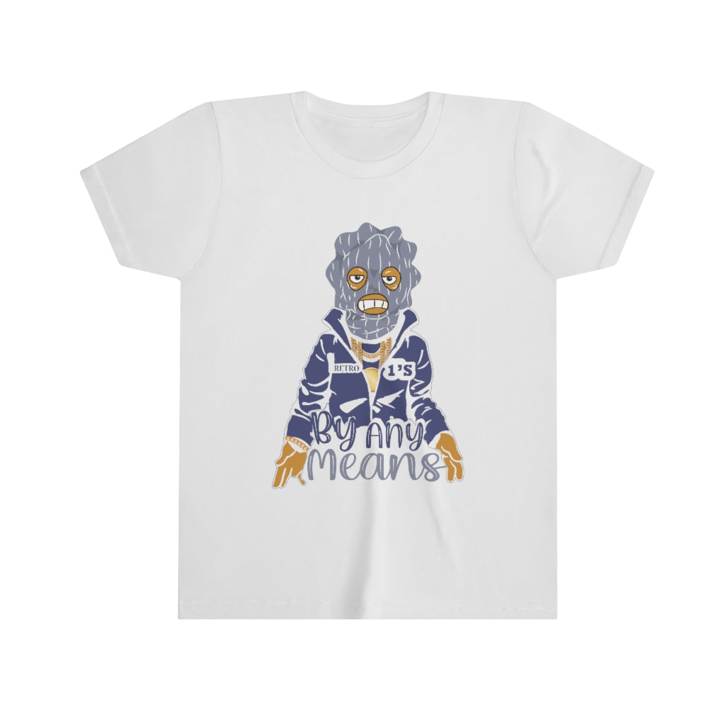 YOUTH By Any Means Shirt to Match Air Jordan Retro 1 Deep Royal Sneaker Tee, Retro 1 Deep Royal Shirt, Blue Retro 1 Shirt