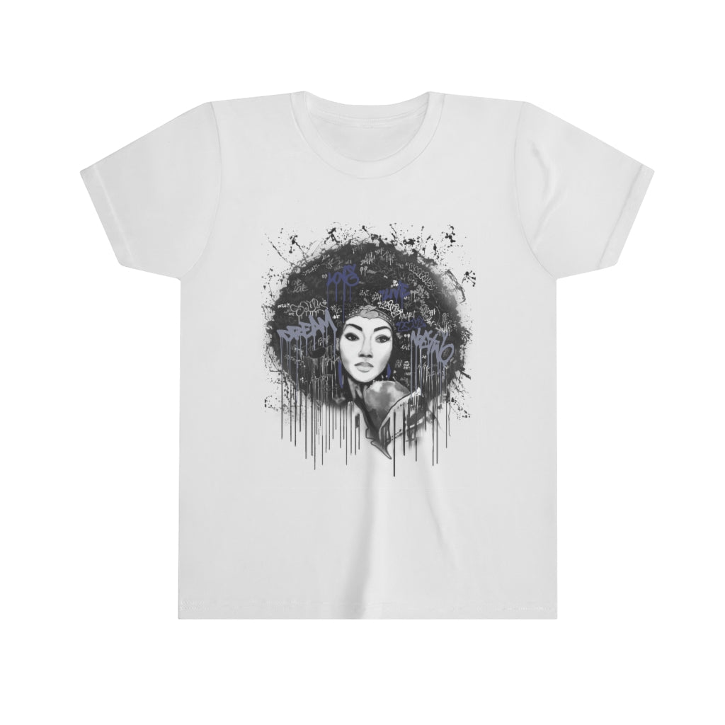 YOUTH Afro Lady Shirt to Match Air Jordan Retro 1 Deep Royal Sneaker Tee, Retro 1 Deep Royal Shirt, Blue Retro 1 Shirt